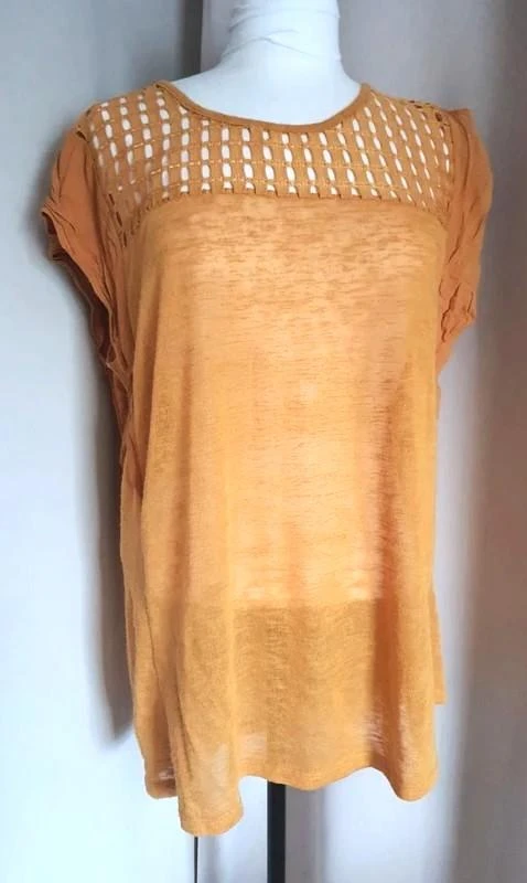 Top femme ajouré moutarde 46 - 3XL